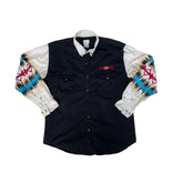 Vintage Men's L Black Western Long Sleeve Native American Aztec Shirt by Express Riders